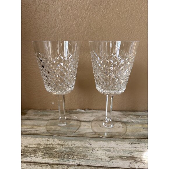 Waterford Other - Set of 2 Waterford Crystal ALANA 7" Large Wine Glasses Gothic Mark Vintage